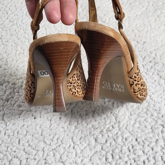 Franco Sarto Leopard Print Calf Hair Slingback Pumps kitten heels size 6.5 - Picture 4 of 6